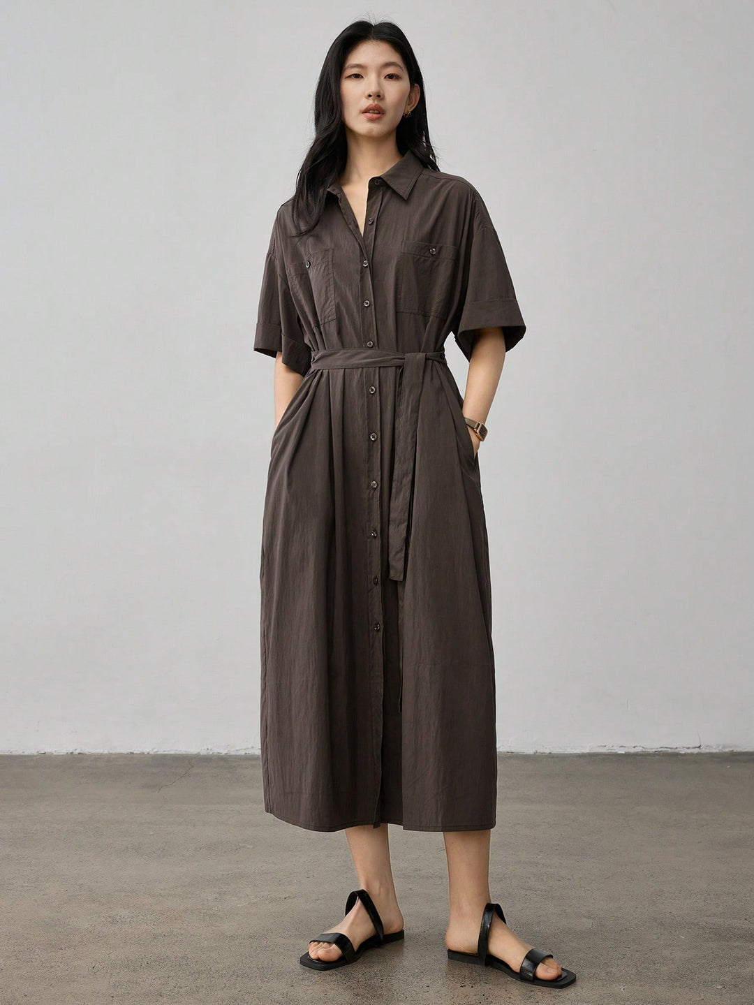 Rochie midi SHEIN, maro