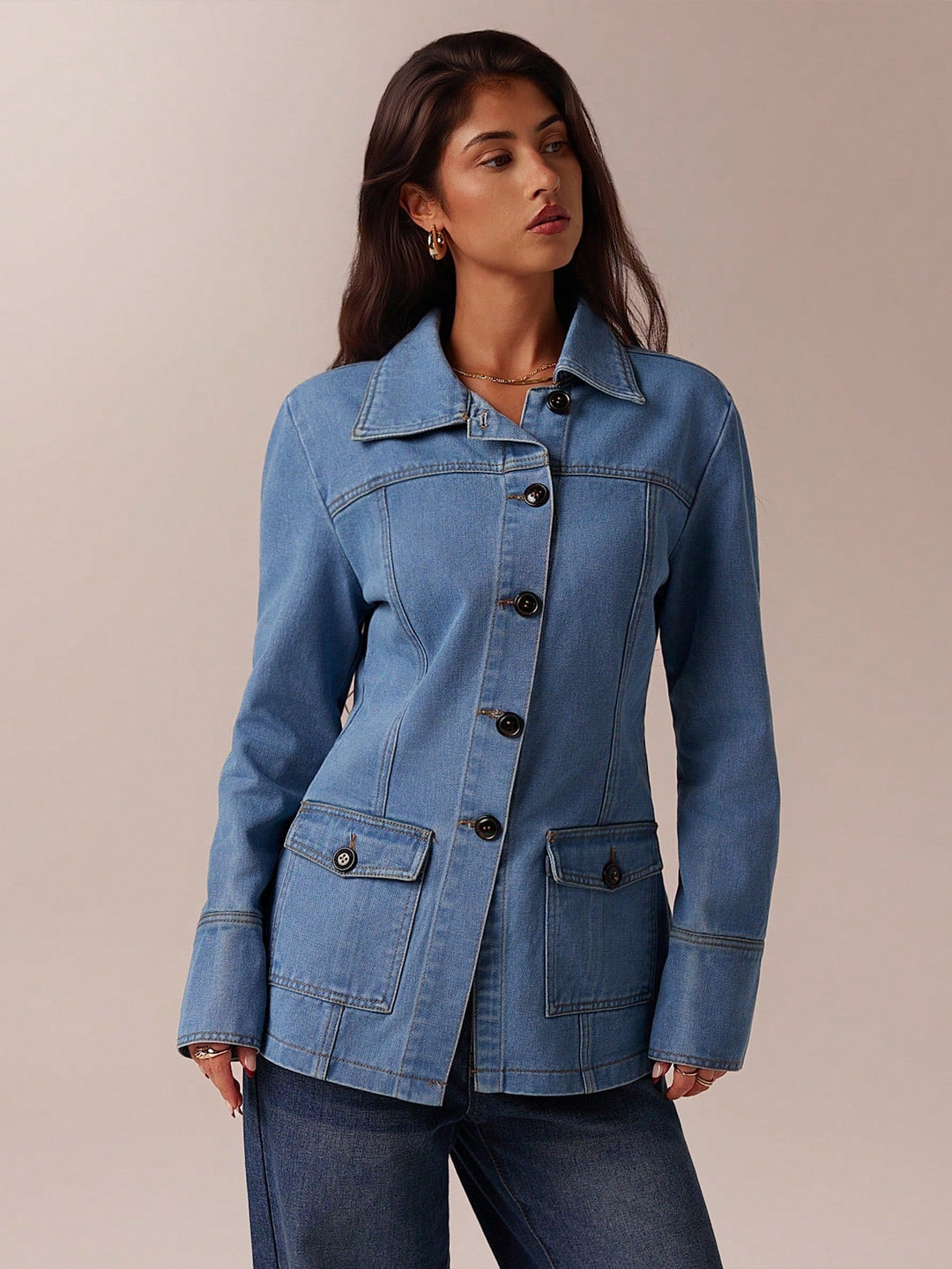 Jachetă denim SHEIN, albastru