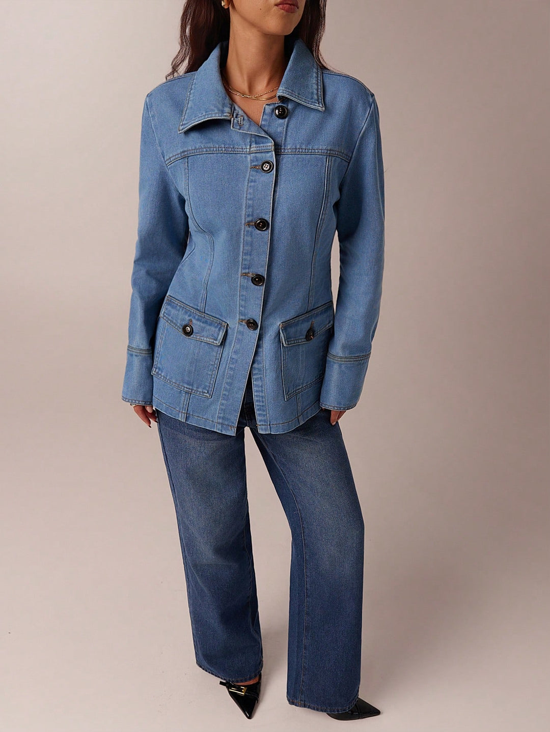 Jachetă denim SHEIN, albastru