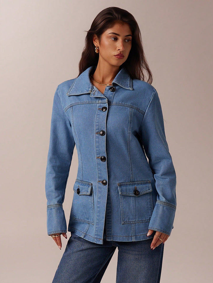 Jachetă denim SHEIN, albastru