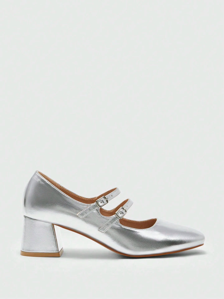 Pantofi cu toc SHEIN, argintiu