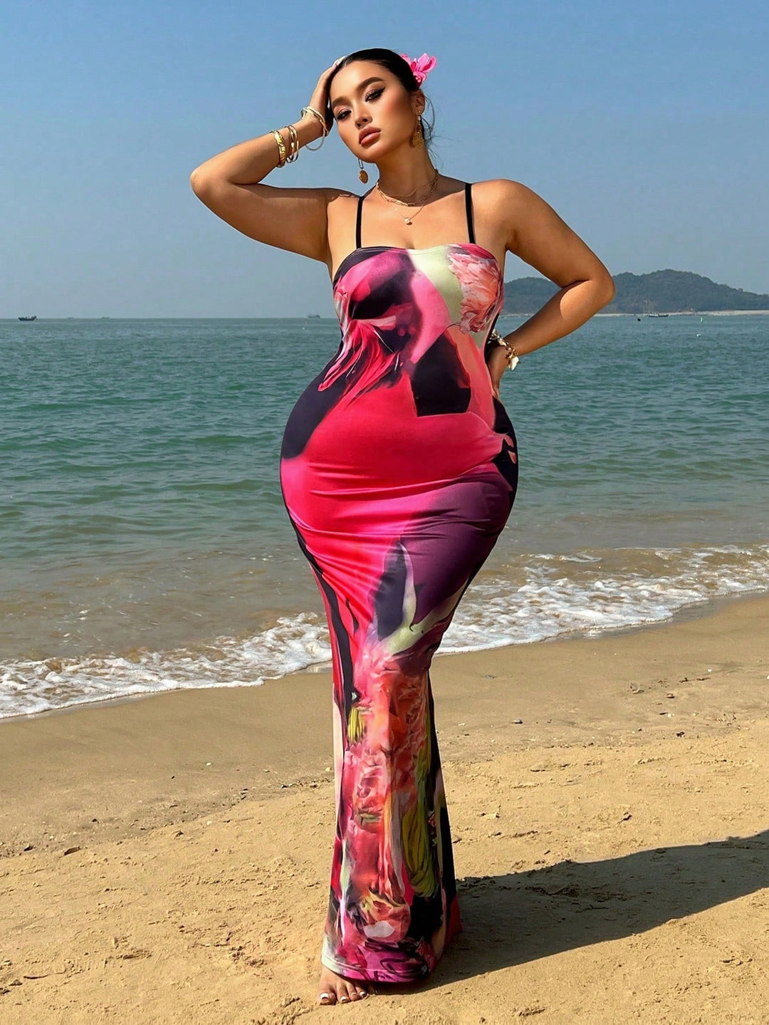 Rochie maxi SHEIN, mix culori