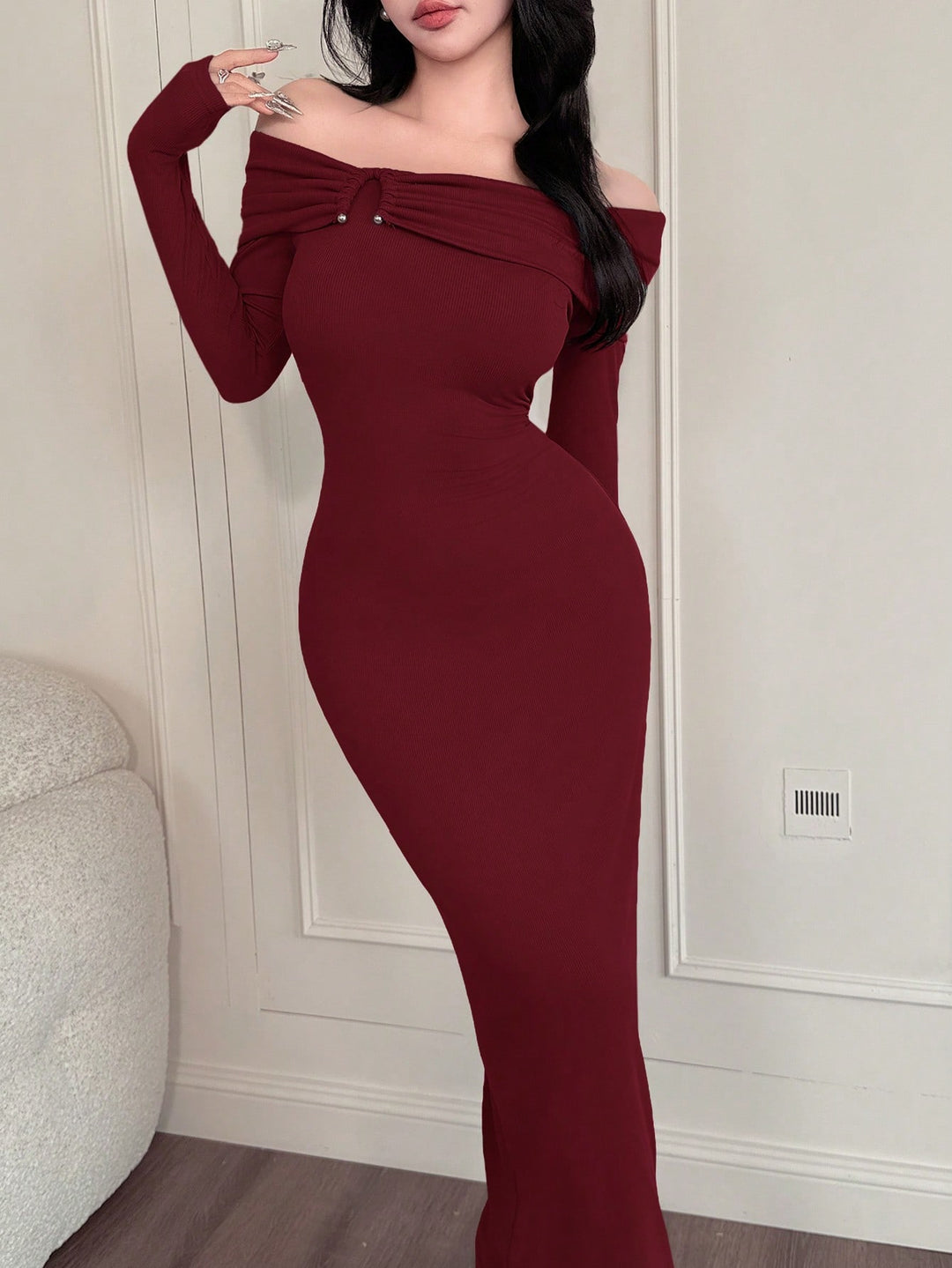 Rochie maxi SHEIN, vișiniu