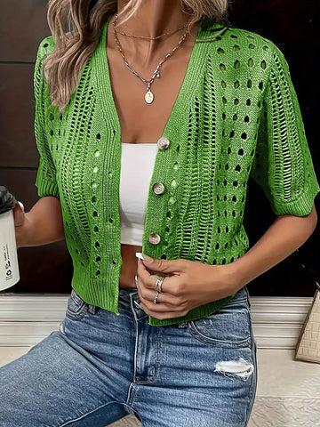 Cardigan cu mânecă scurtă  SHEIN, verde