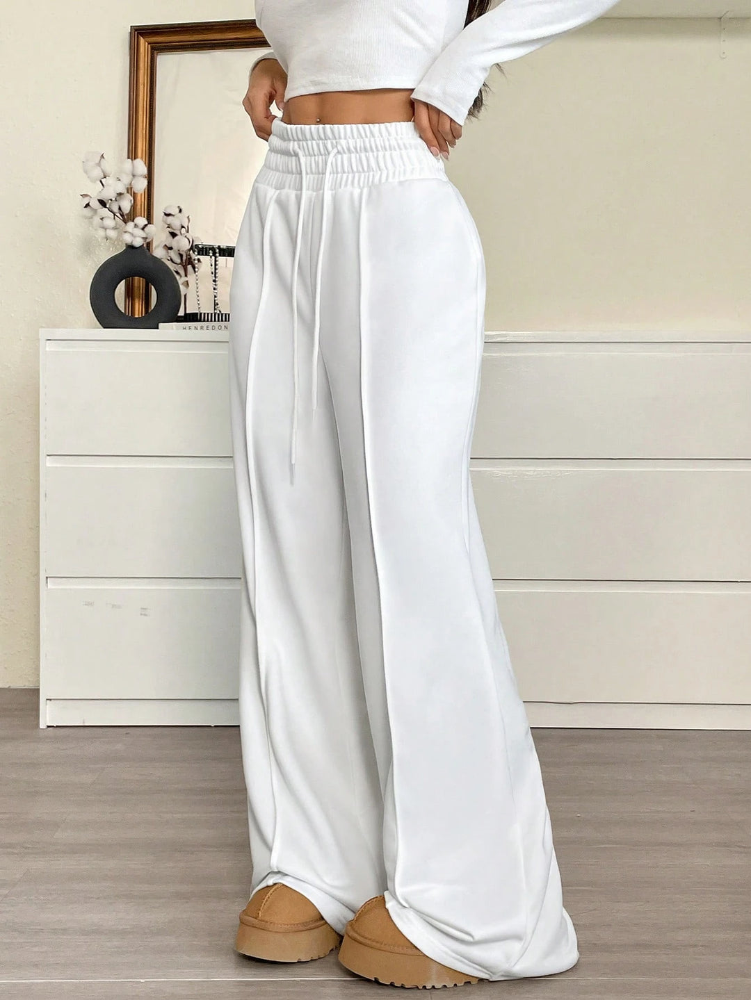 Pantaloni SHEIN, alb