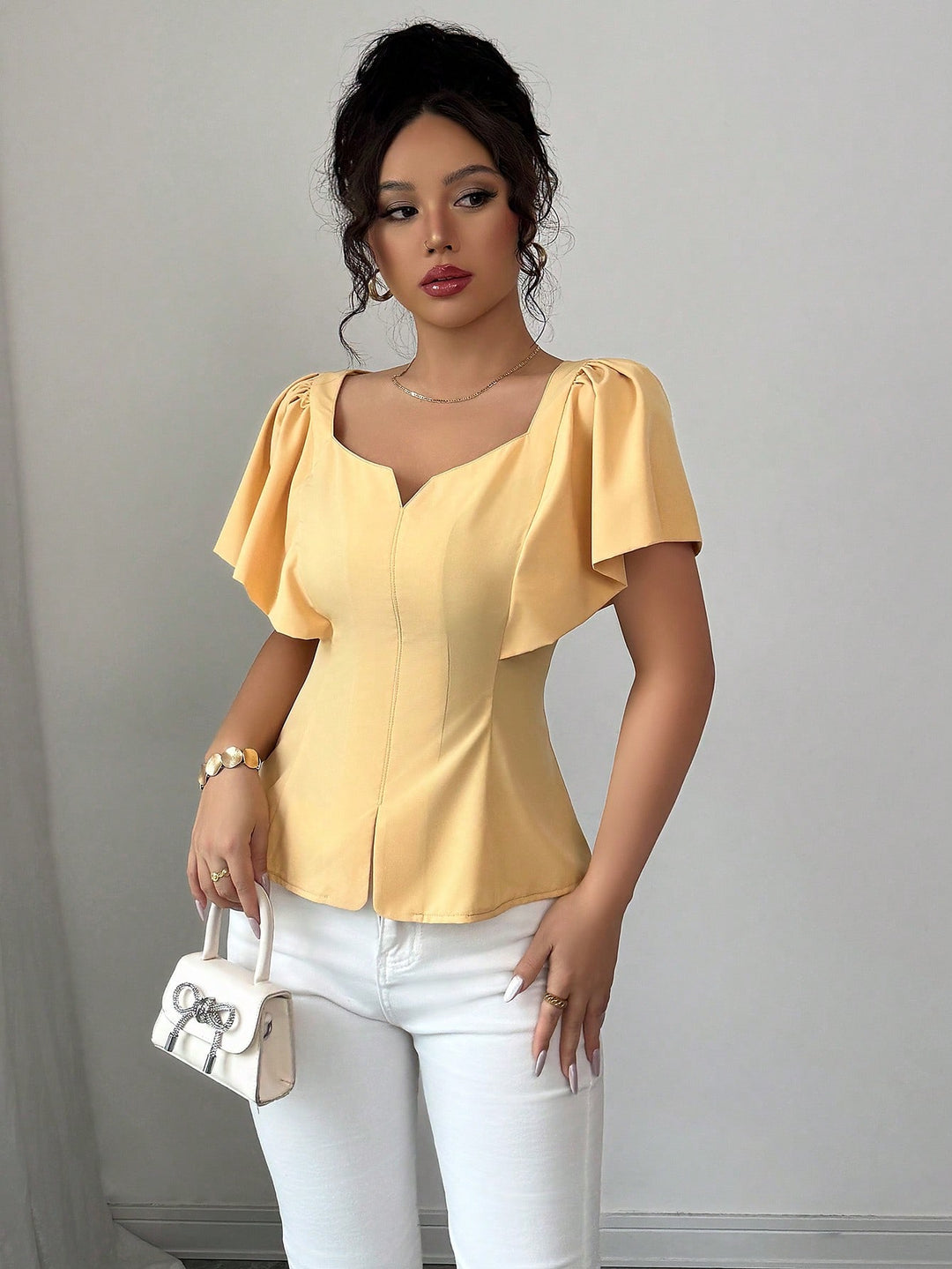 SHEIN rövid ujjú póló, sárga