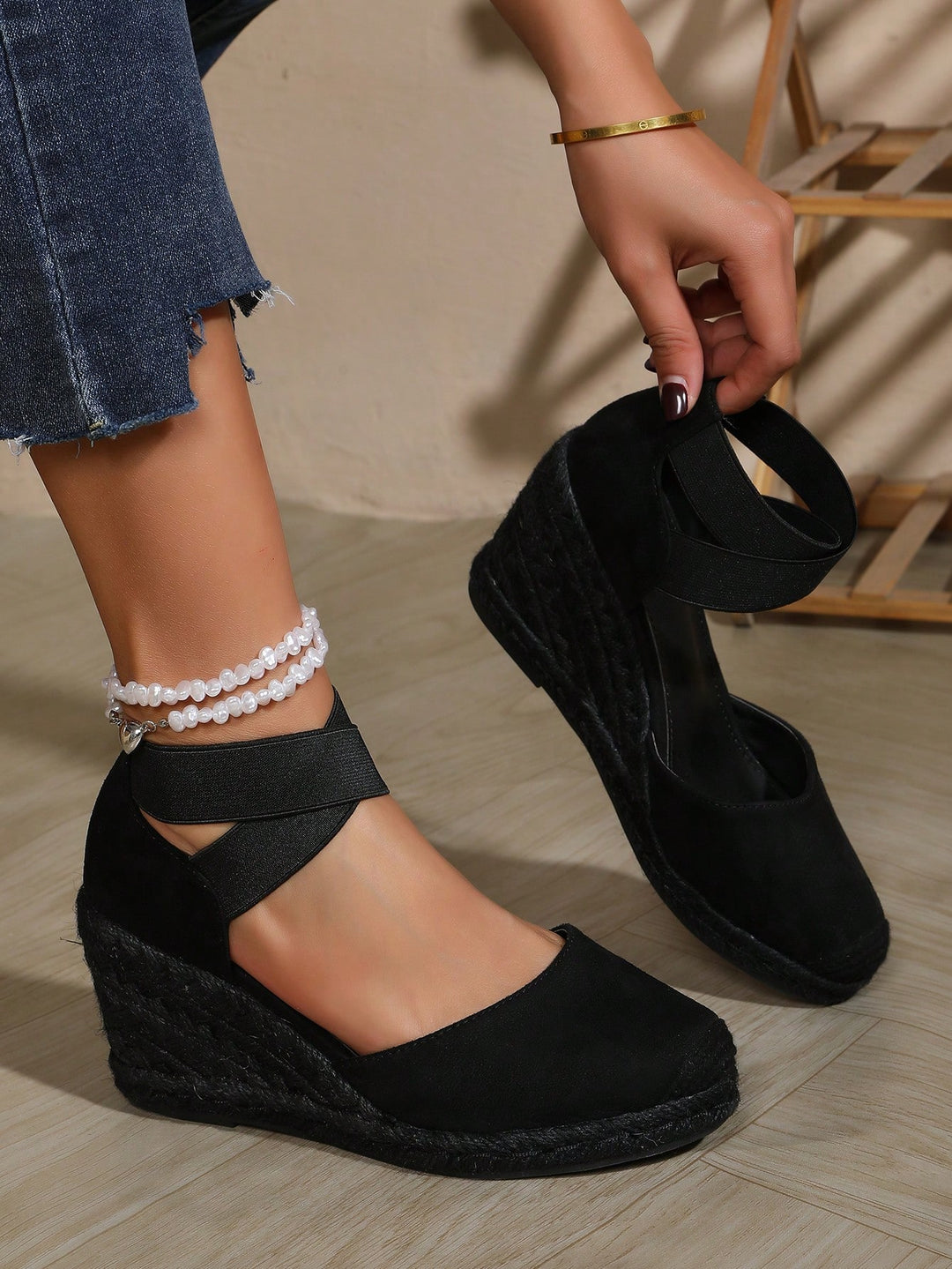 SHEIN Espadrille, fekete