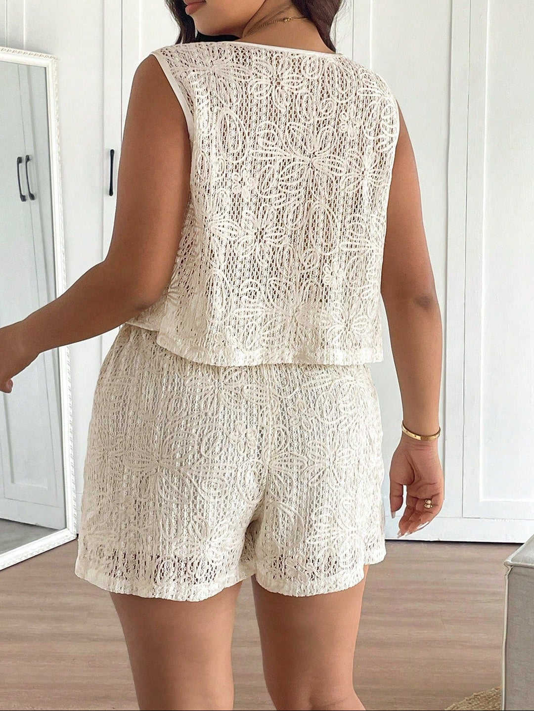 Shein Curve, krém színű melegítőszett