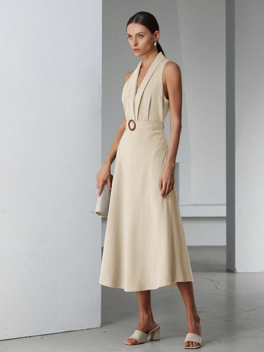 Rochie midi SHEIN, bej