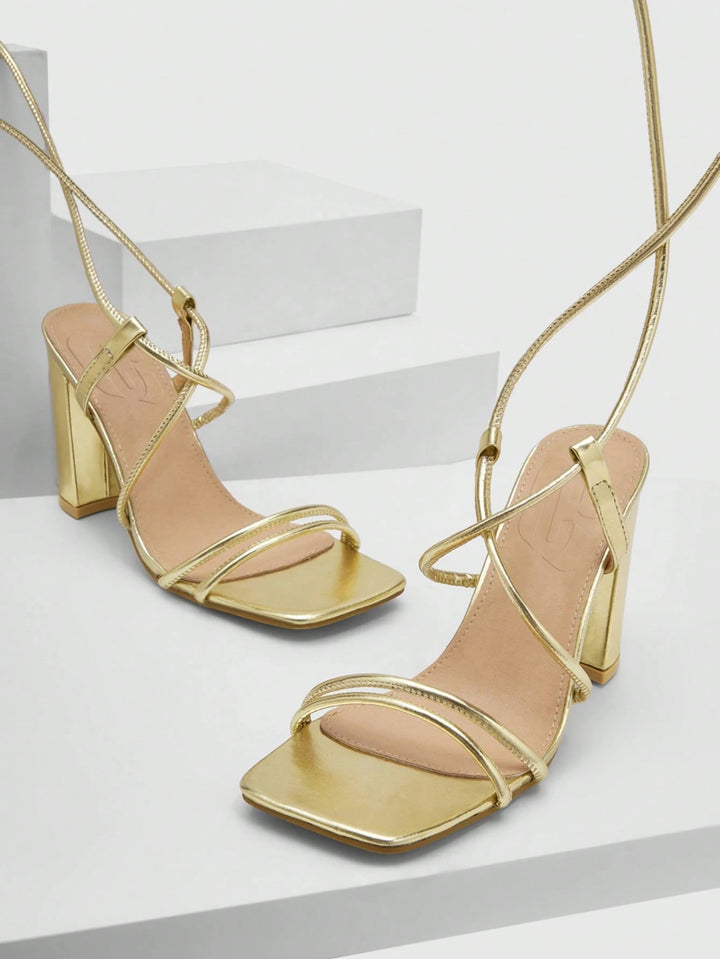 Sandale cu toc SHEIN, auriu