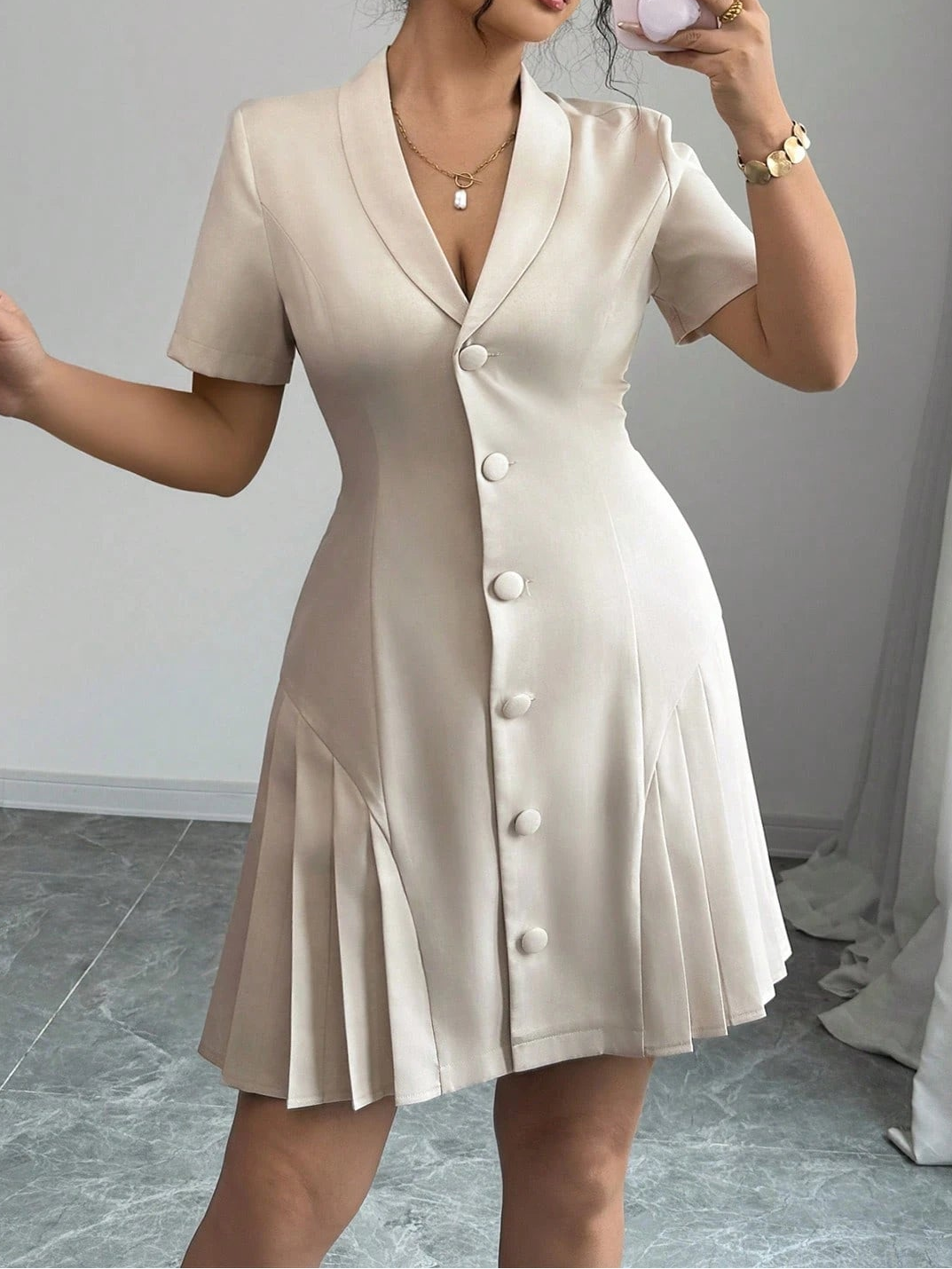 Rochie minib Shein Curve+, bej
