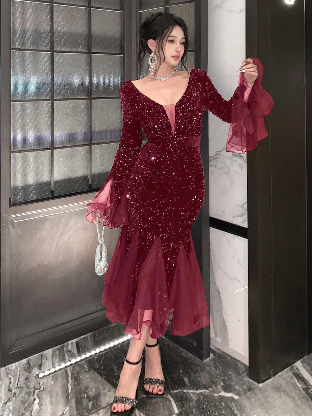 Rochie maxi SHEIN, vișiniu