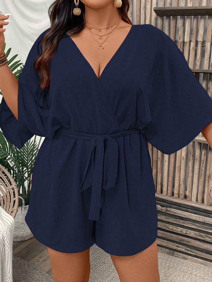 Shein Curve+ rövid overál, kék