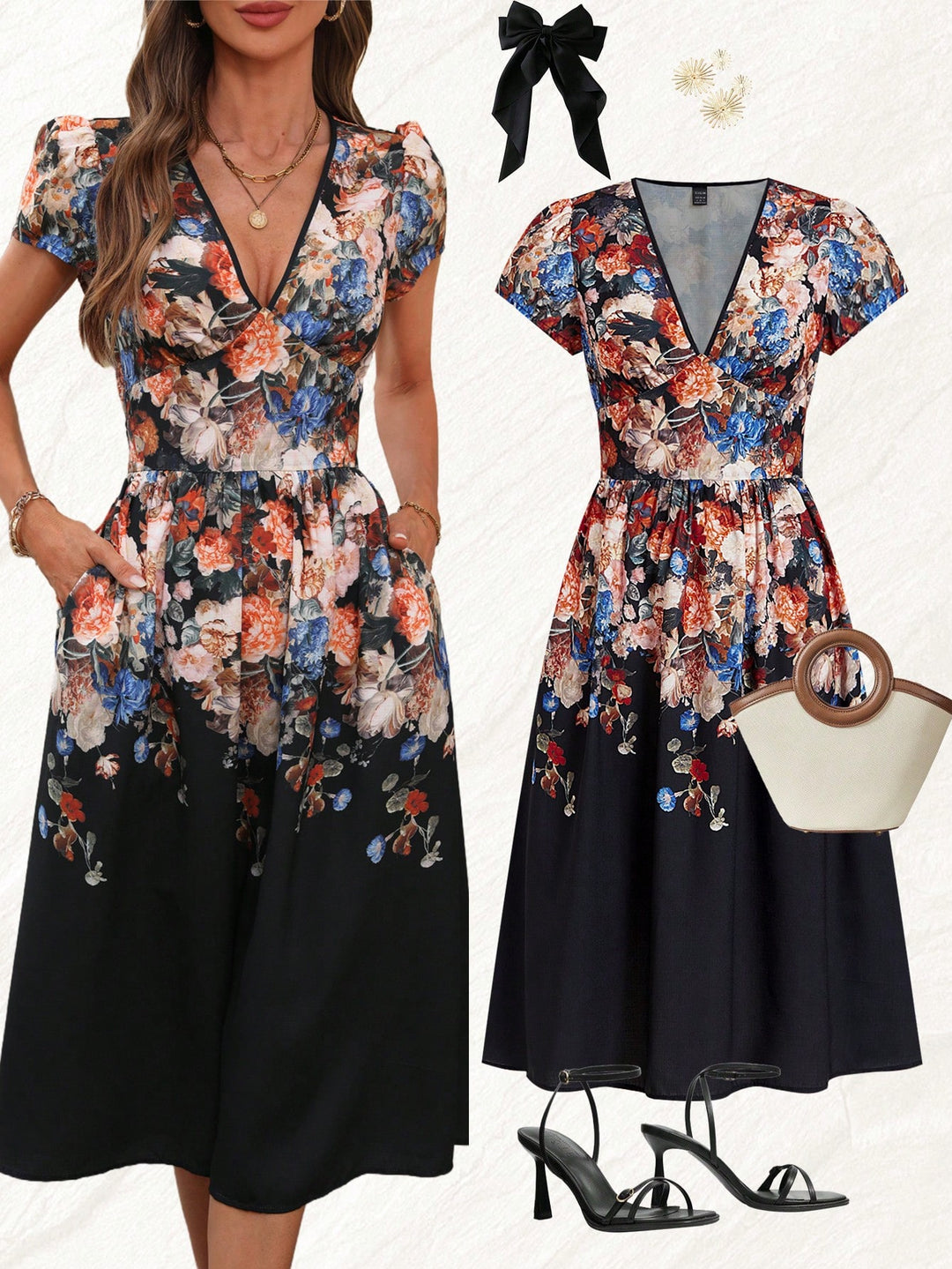 Rochie midi SHEIN, mix culori
