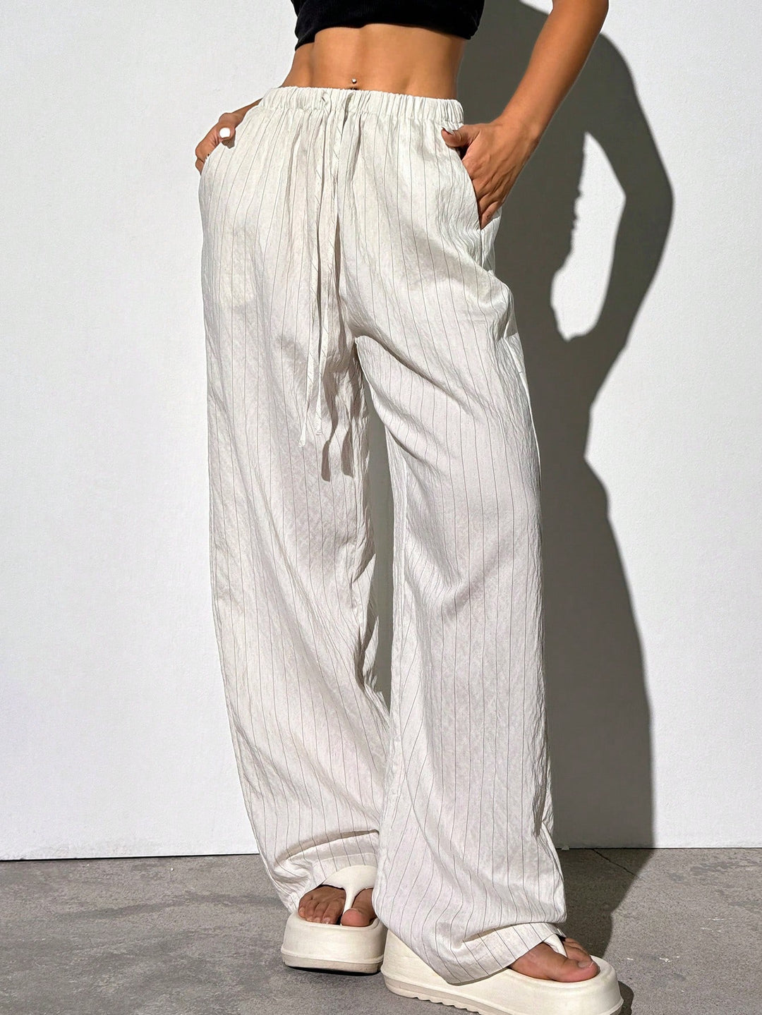 Pantalon SHEIN, alb