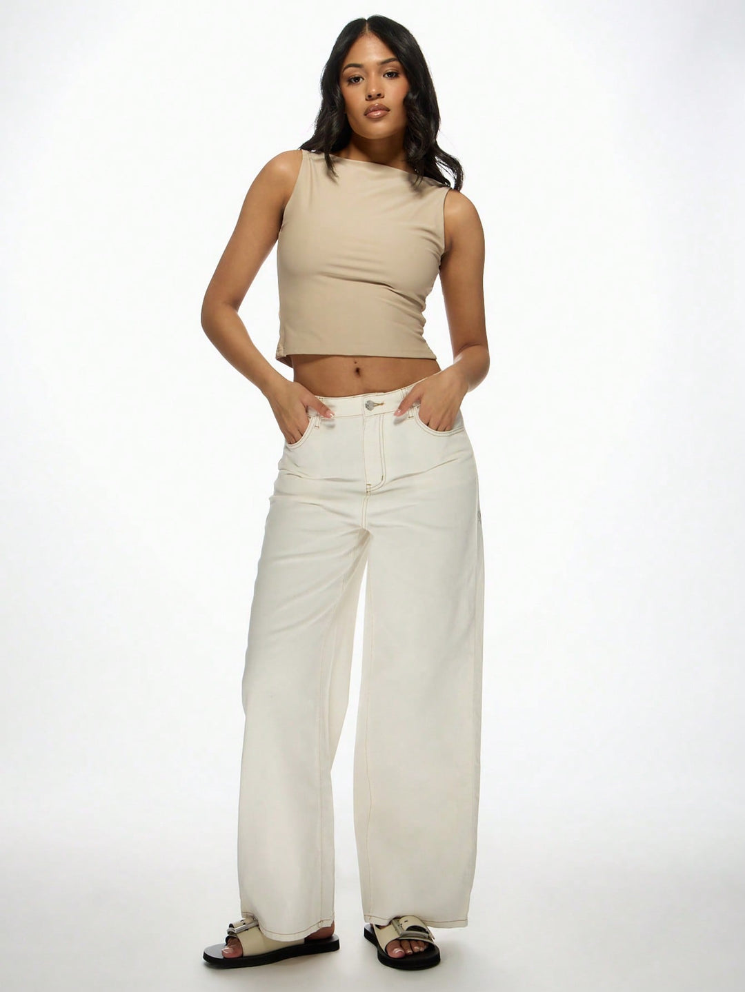Pantaloni de blugi SHEIN, alb