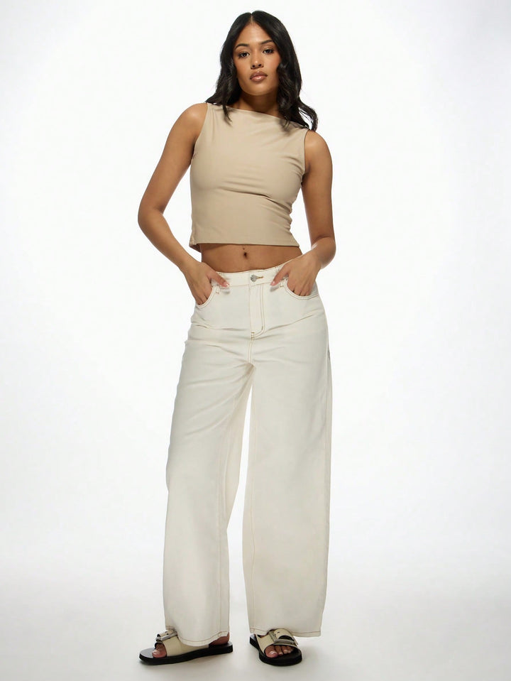 Pantaloni de blugi SHEIN, alb