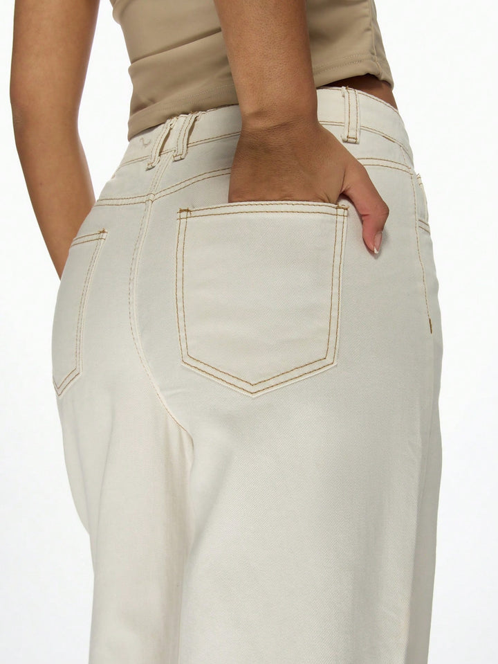 Pantaloni de blugi SHEIN, alb