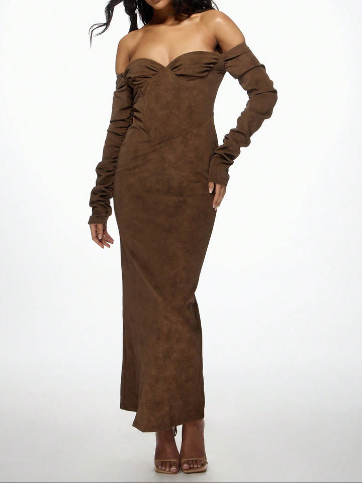 Shein maxi ruha, barna