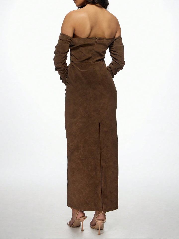 Shein maxi ruha, barna