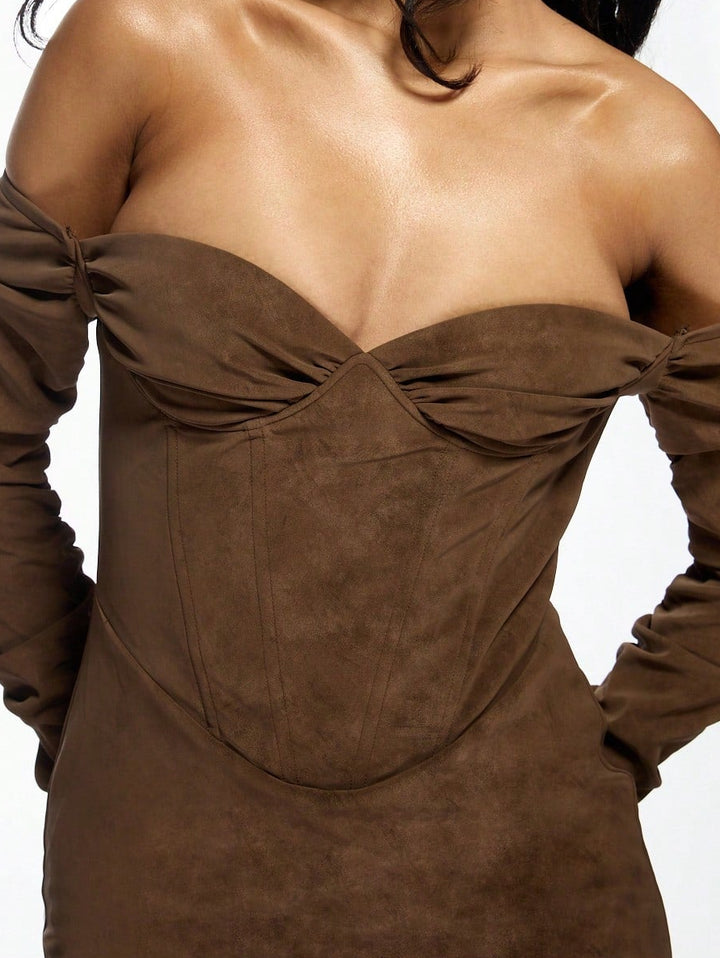 Shein maxi ruha, barna