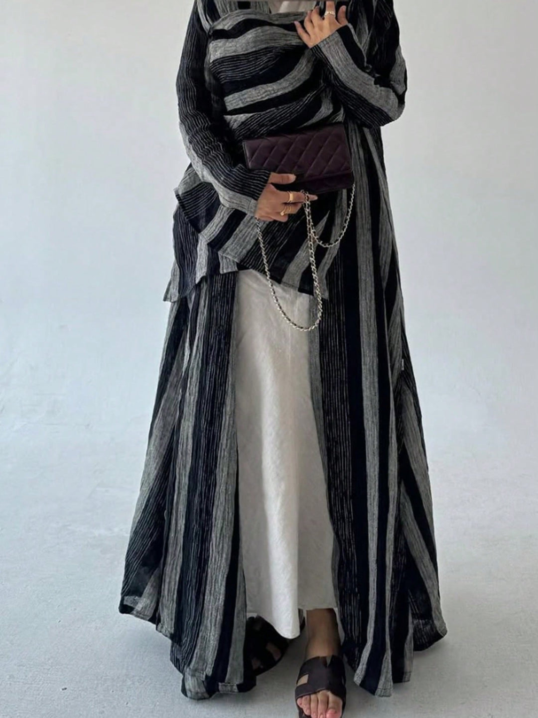 Set caftan și jalabiya SHEIN, gri