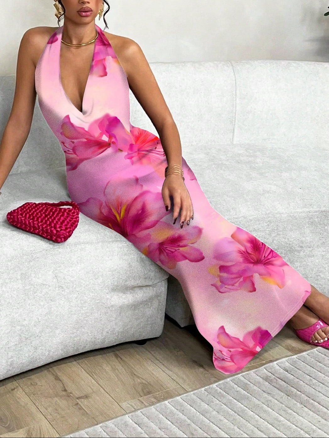 Rochie maxi Shein, mix culori