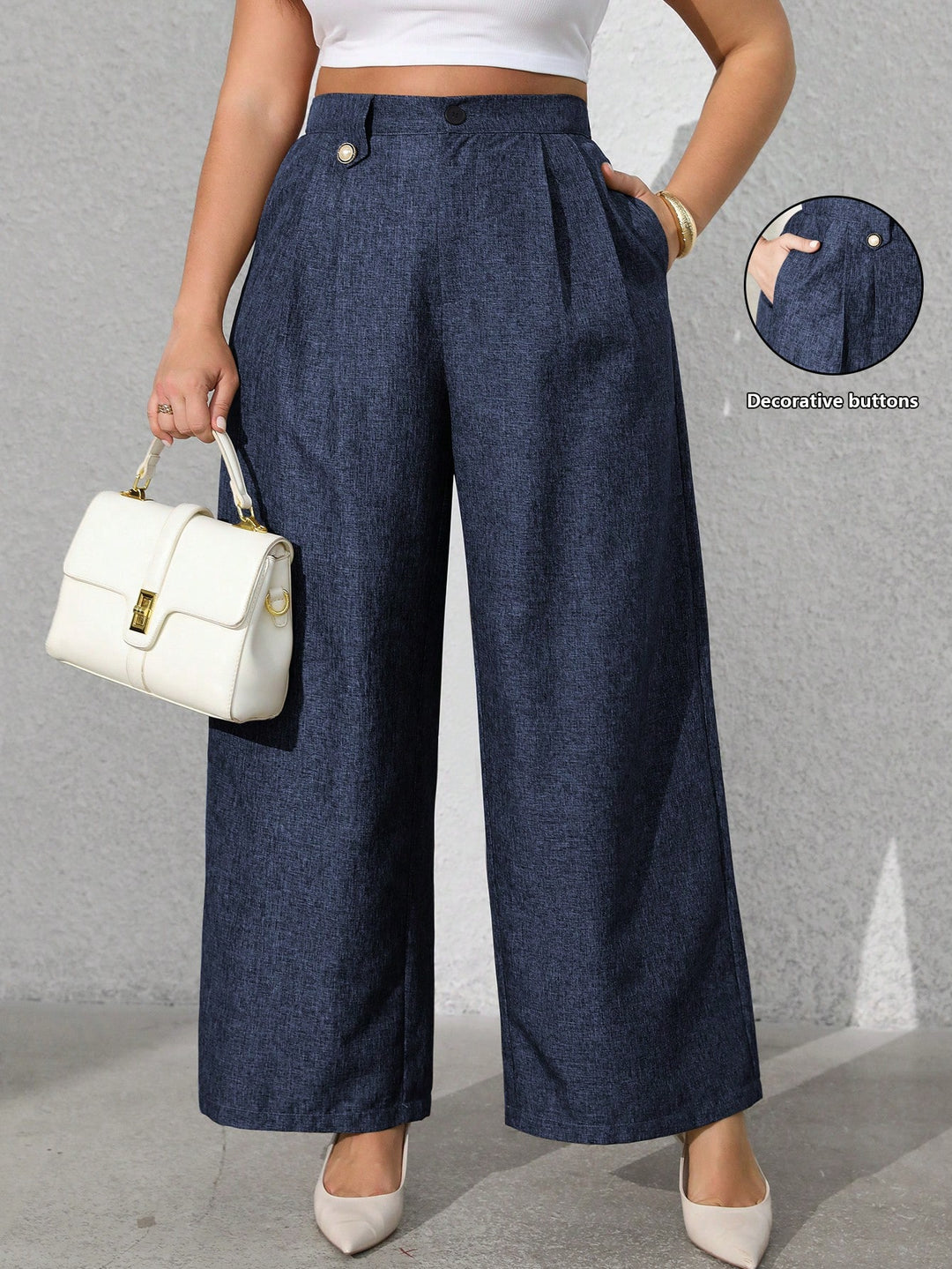 Pantalon de costum SHEIN, albastru