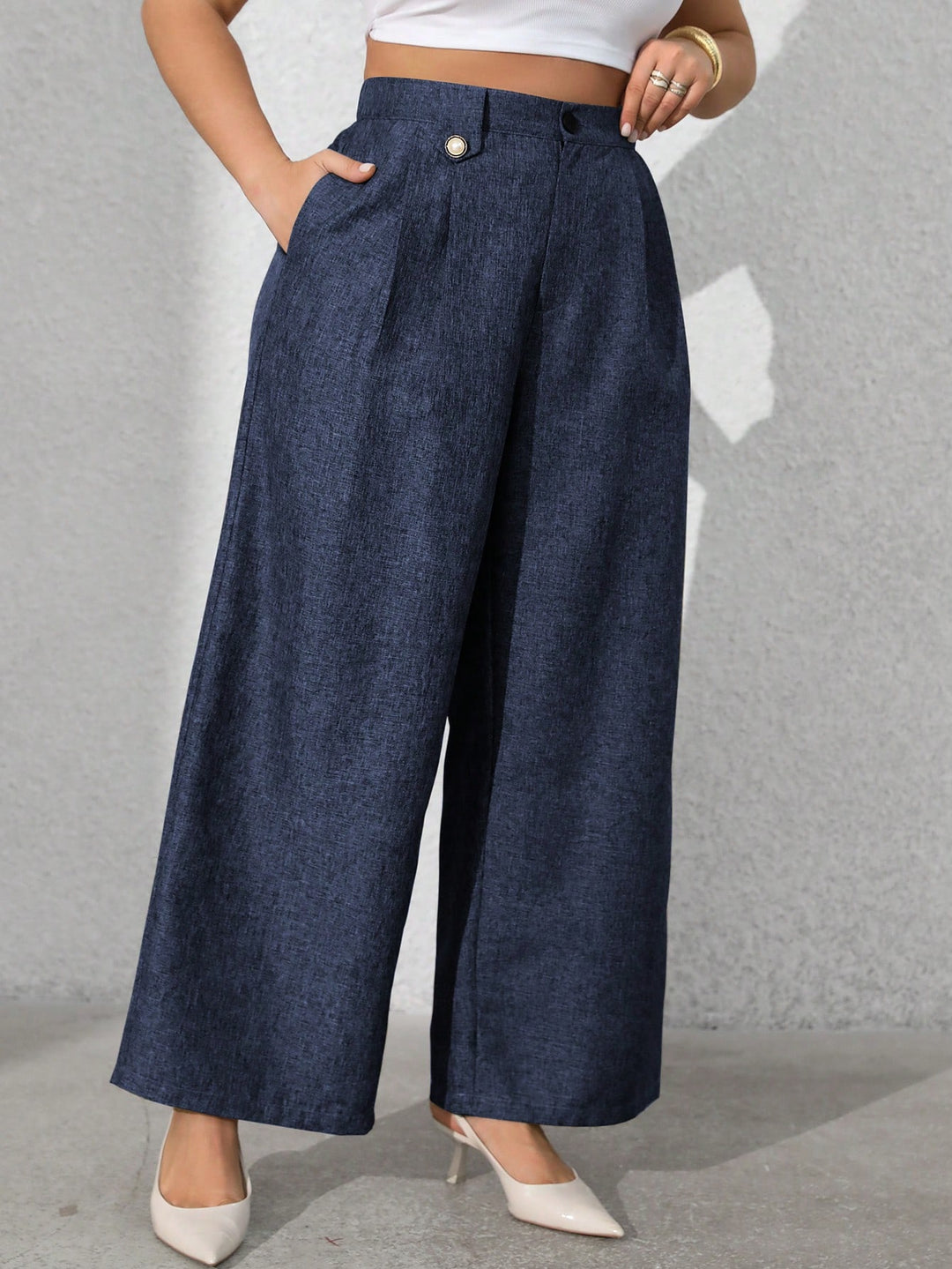 Pantalon de costum SHEIN, albastru