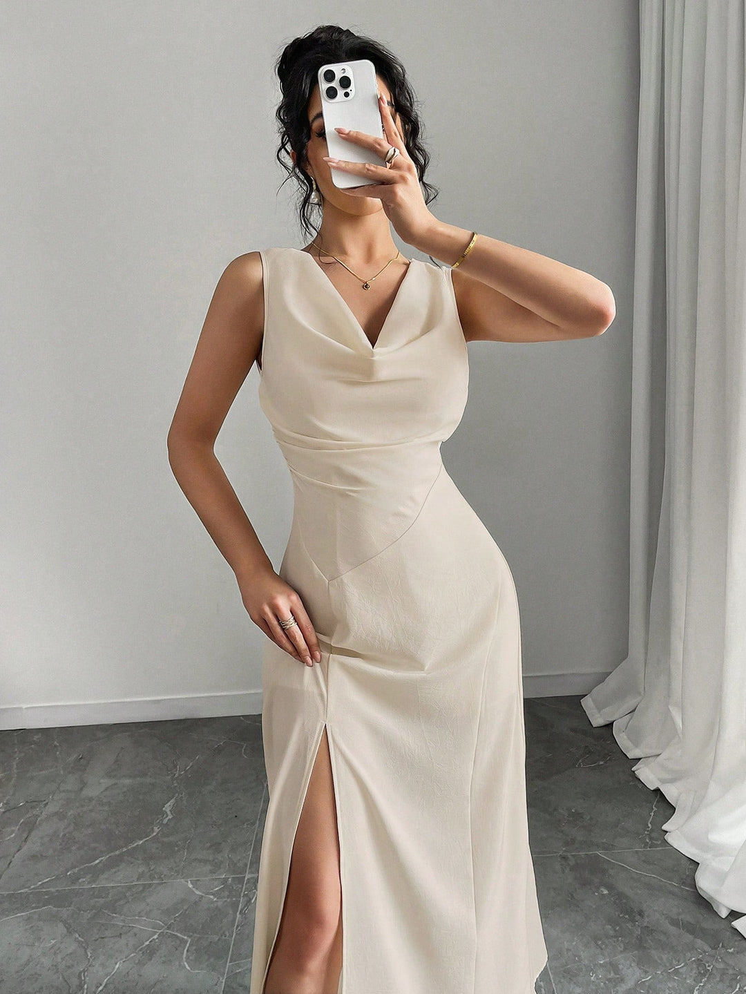 Rochie midi Shein, Kaki