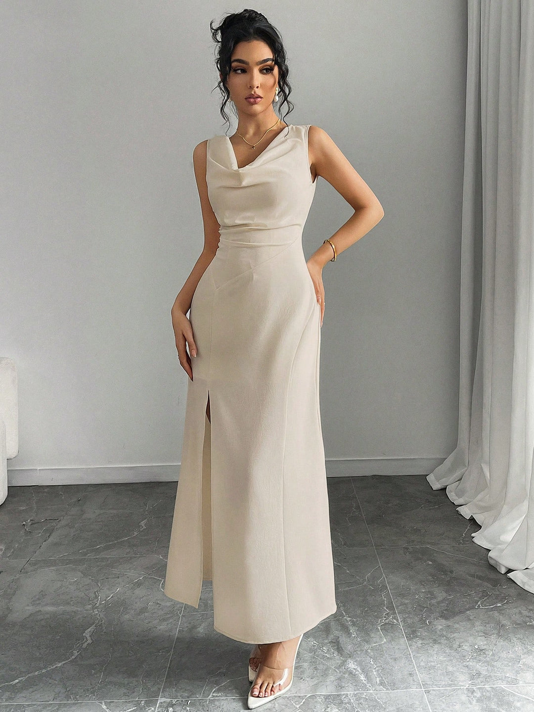 Rochie midi Shein, Kaki