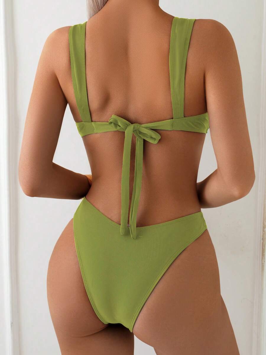 Costum de baie SHEIN, verde