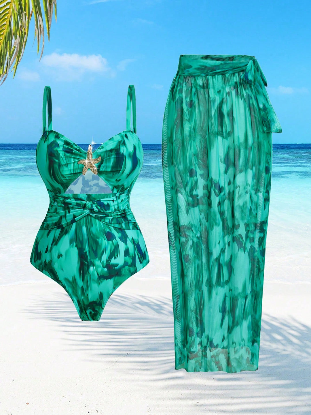 Costum de baie SHEIN, verde