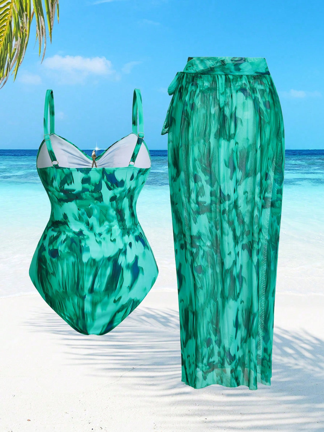 Costum de baie SHEIN, verde