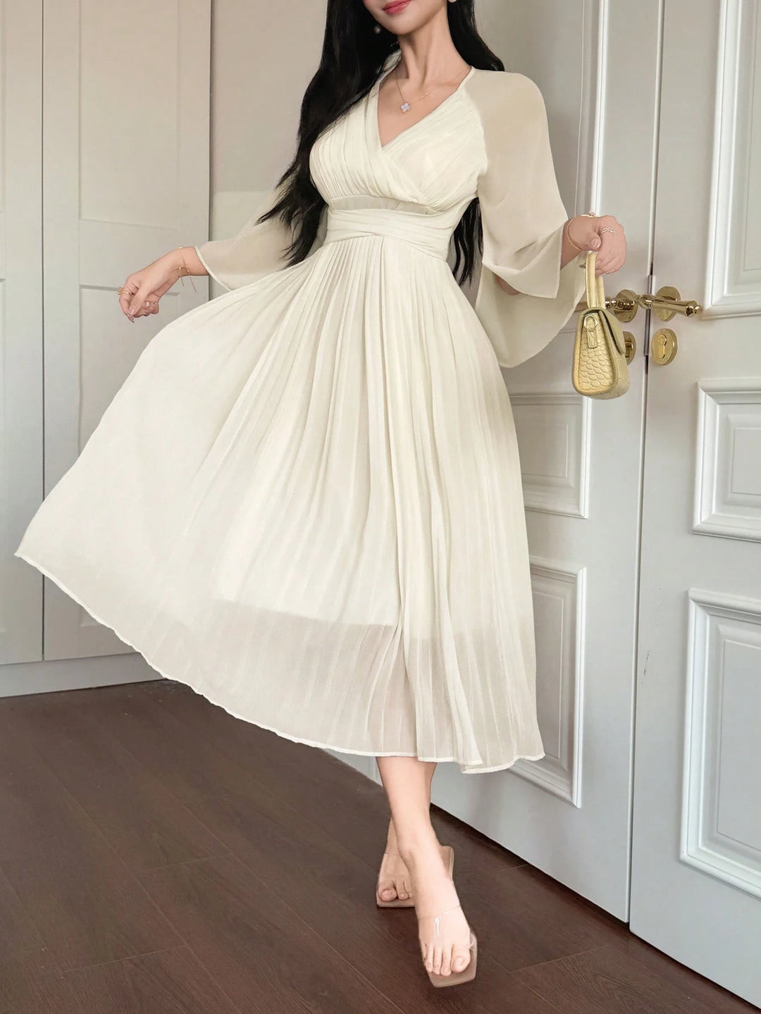 Rochie maxi Shein, crem