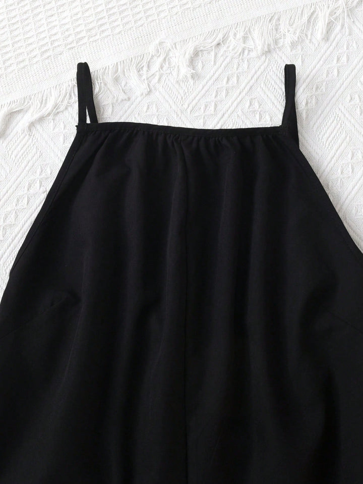 Salopetă cu pantalon larg SHEIN, negru