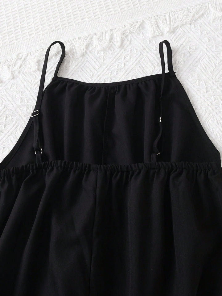 Salopetă cu pantalon larg SHEIN, negru