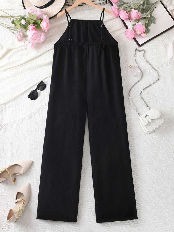 Salopetă cu pantalon larg SHEIN, negru