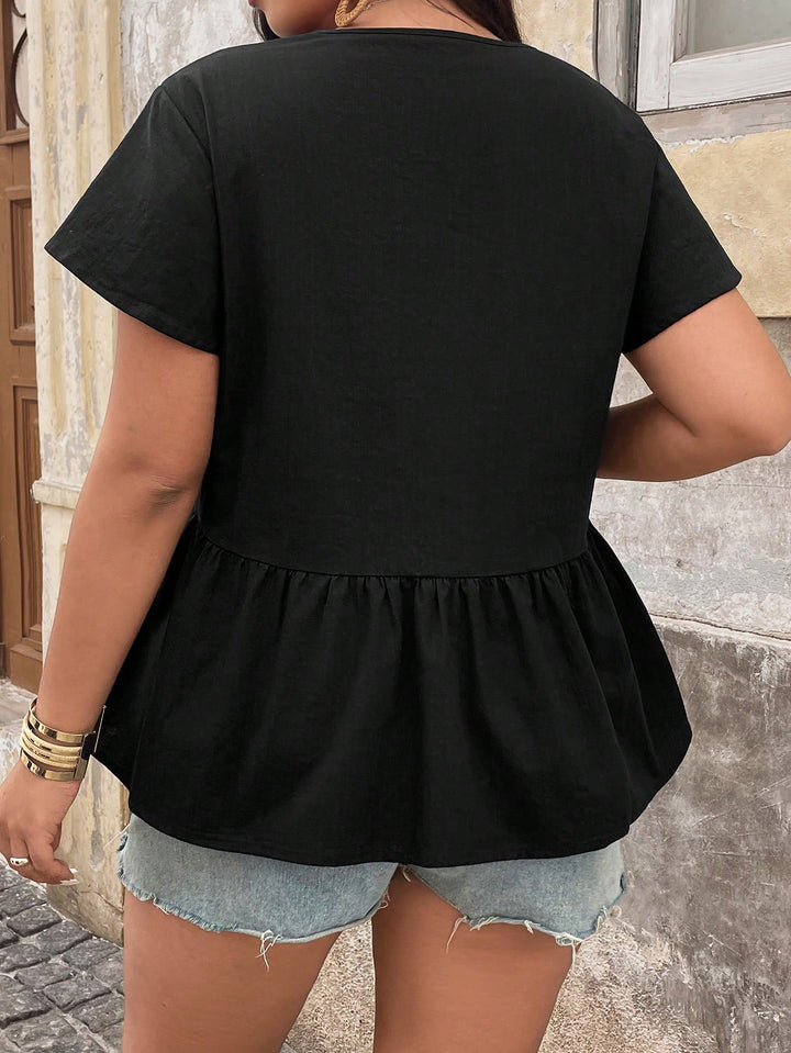 Cămașă cu mânecă scurtă SHEIN, negru