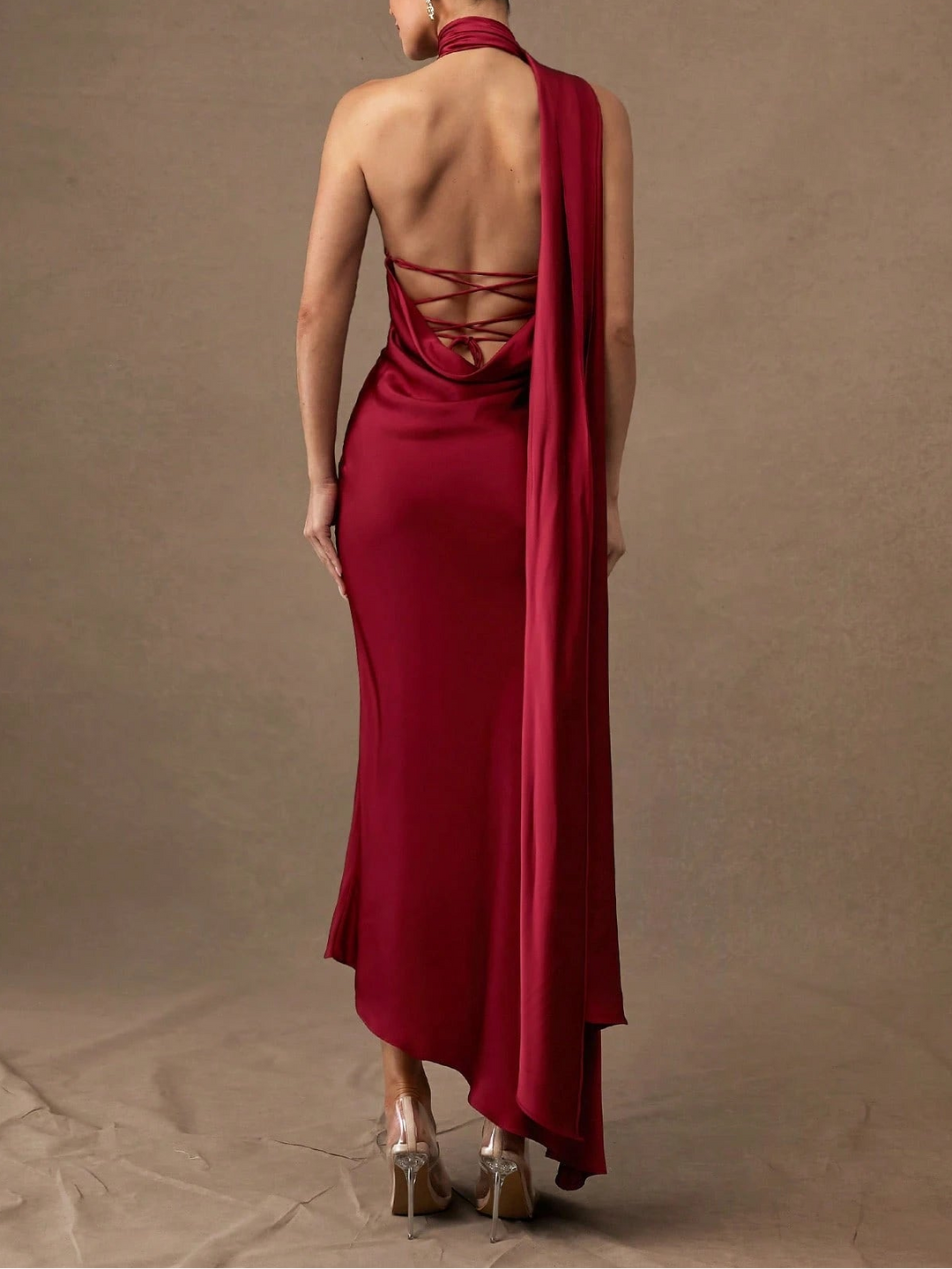 SHEIN maxi ruha, bordó