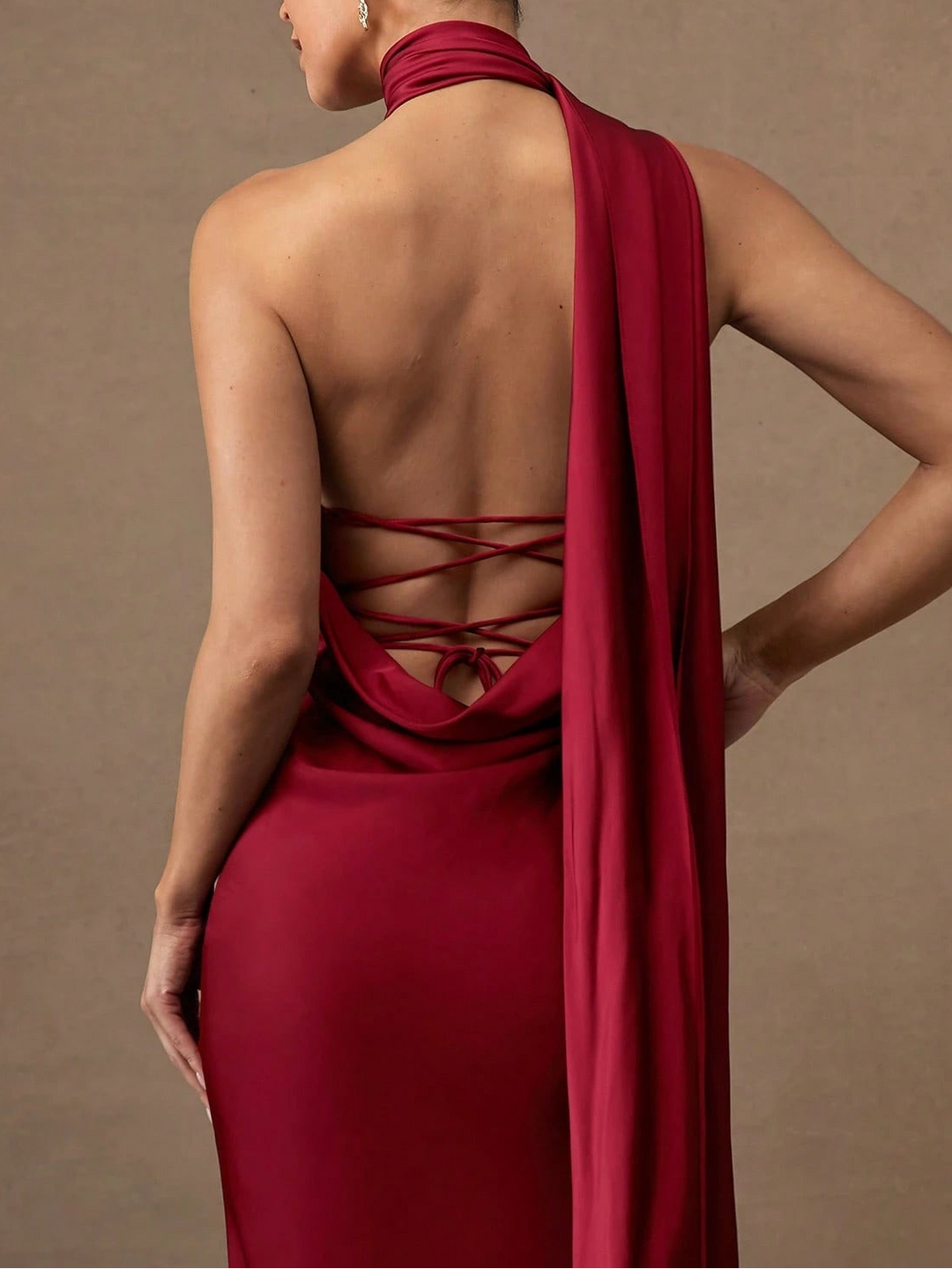 SHEIN maxi ruha, bordó