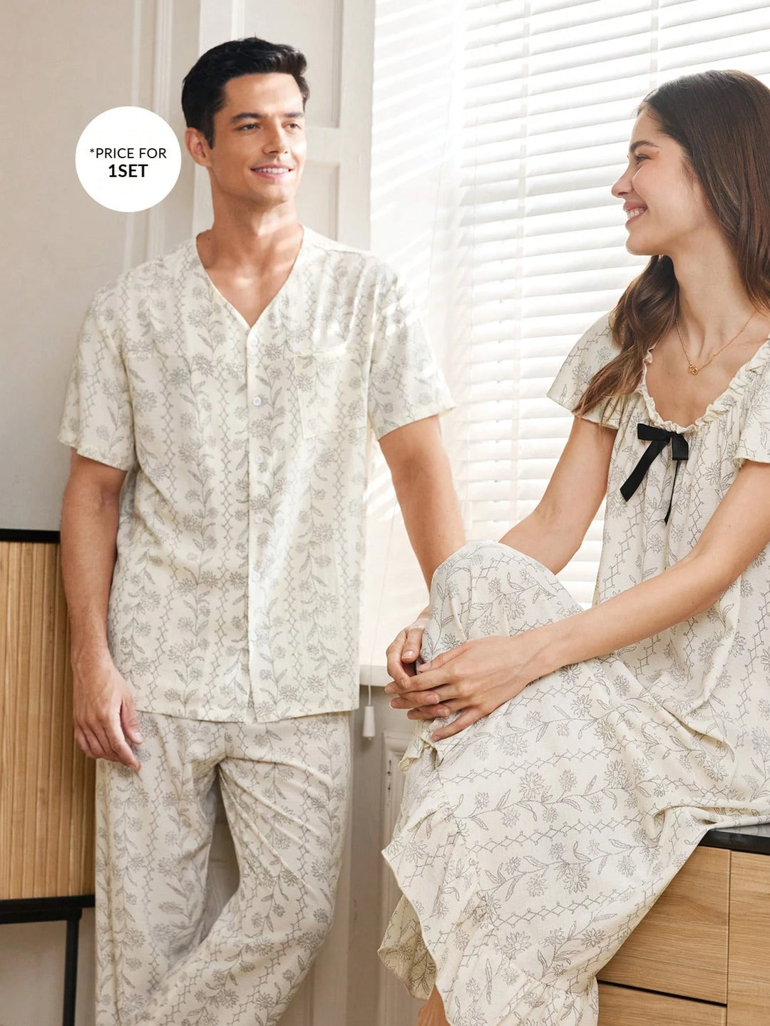 Compleu pijamale SHEIN, alb