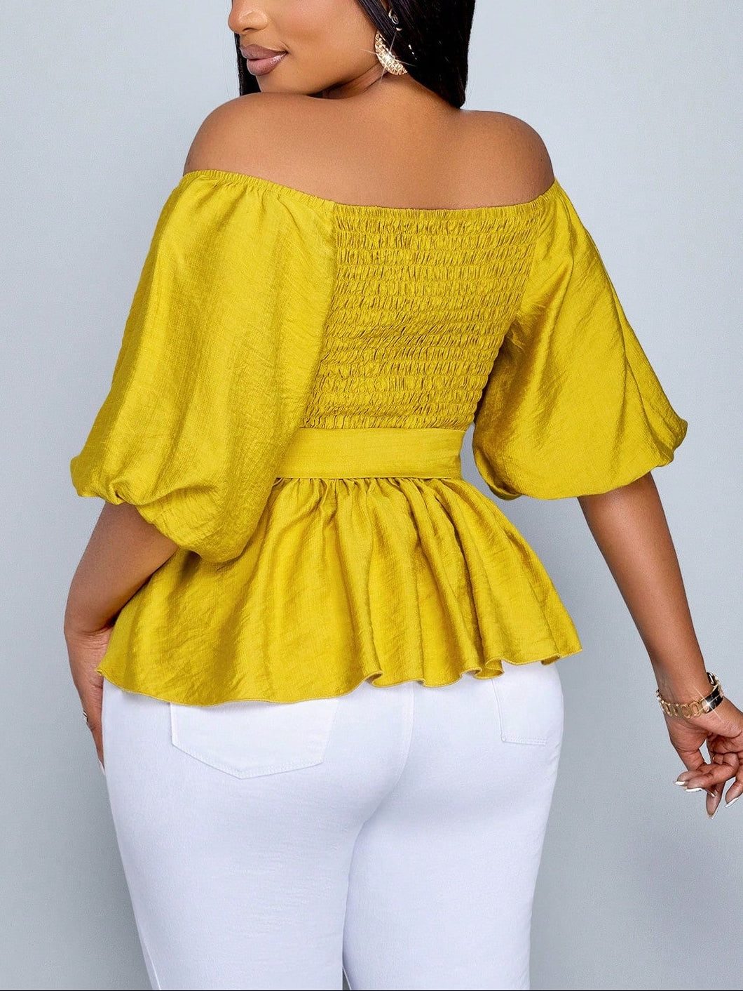 Cămașă cu mânecă scurtă Shein Curve+, galben