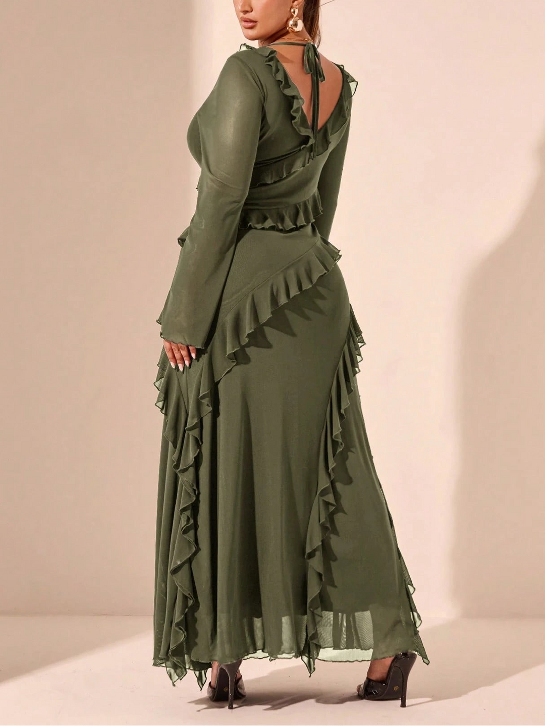 Rochie maxi Shein curve+, verde