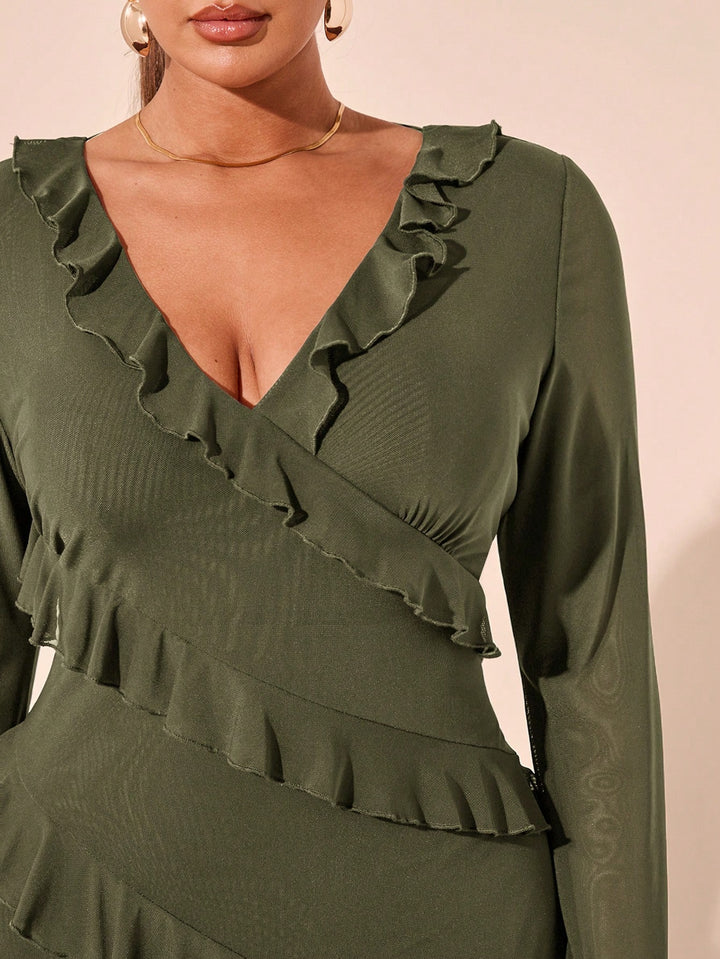 Rochie maxi Shein curve+, verde