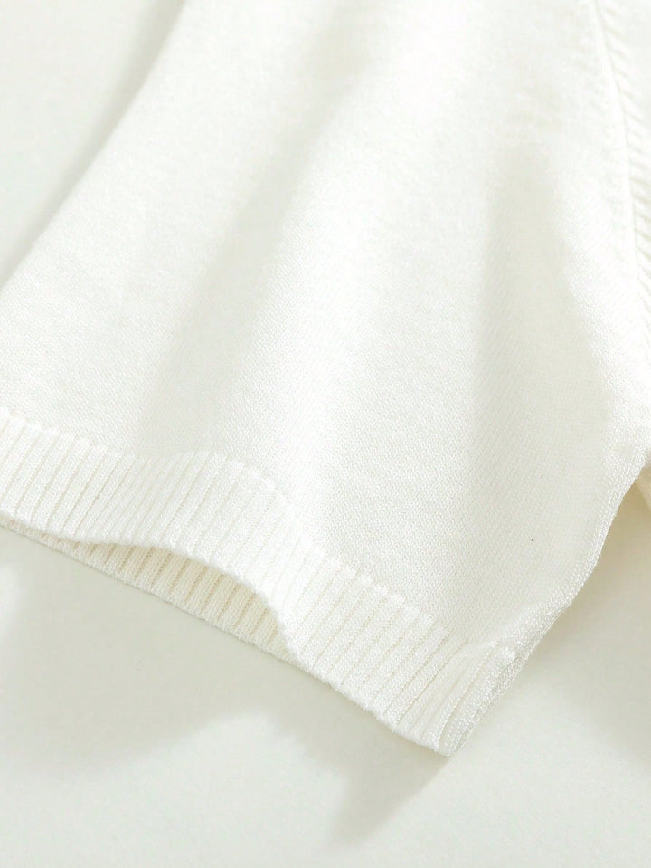 Tricou tricotat SHEIN, alb