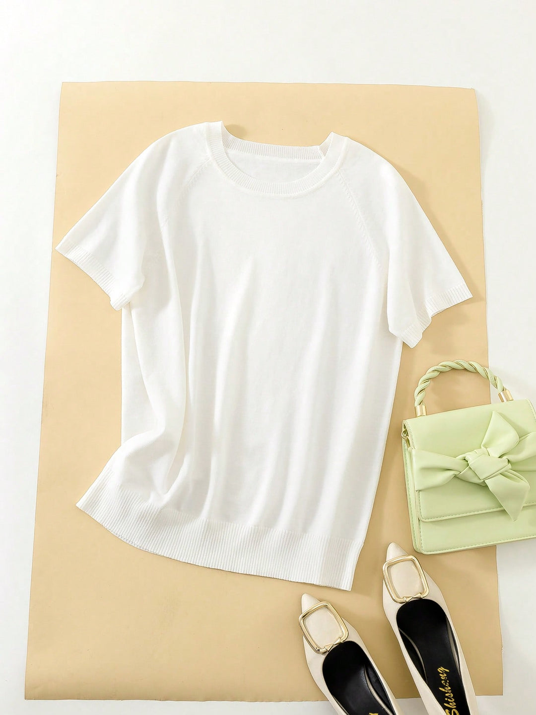 Tricou tricotat SHEIN, alb