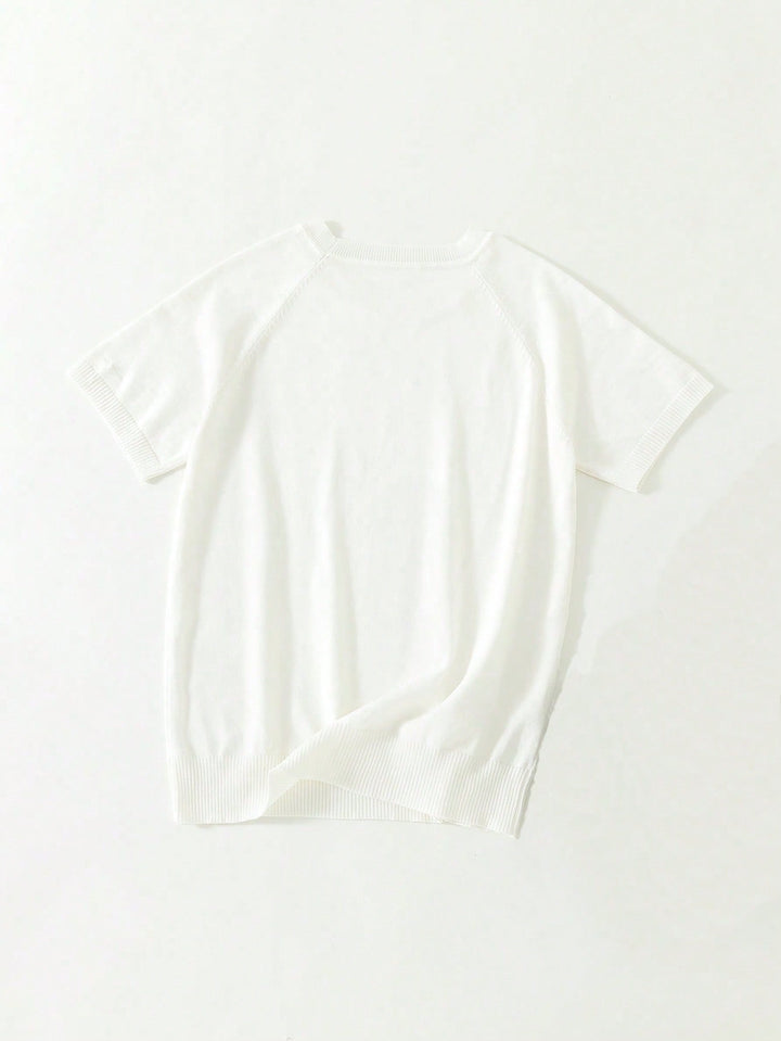 Tricou tricotat SHEIN, alb