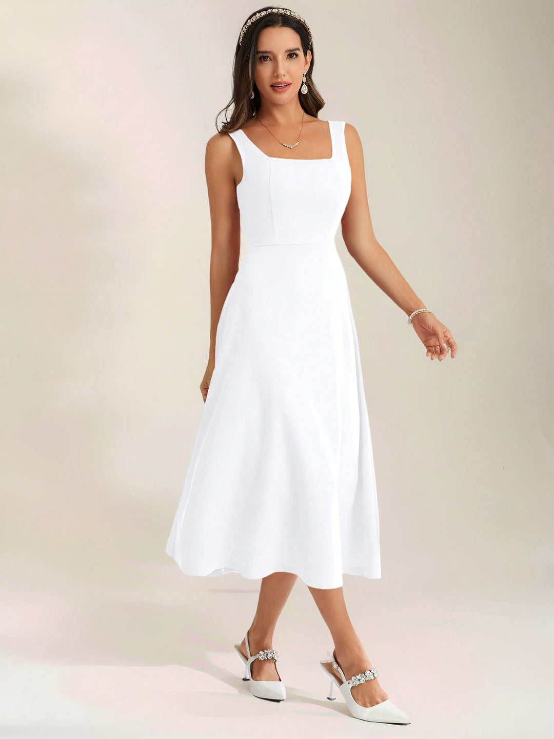 Rochie midi SHEIN, alb
