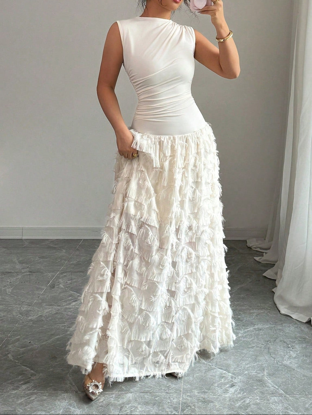 Rochie maxi SHEIN, bej